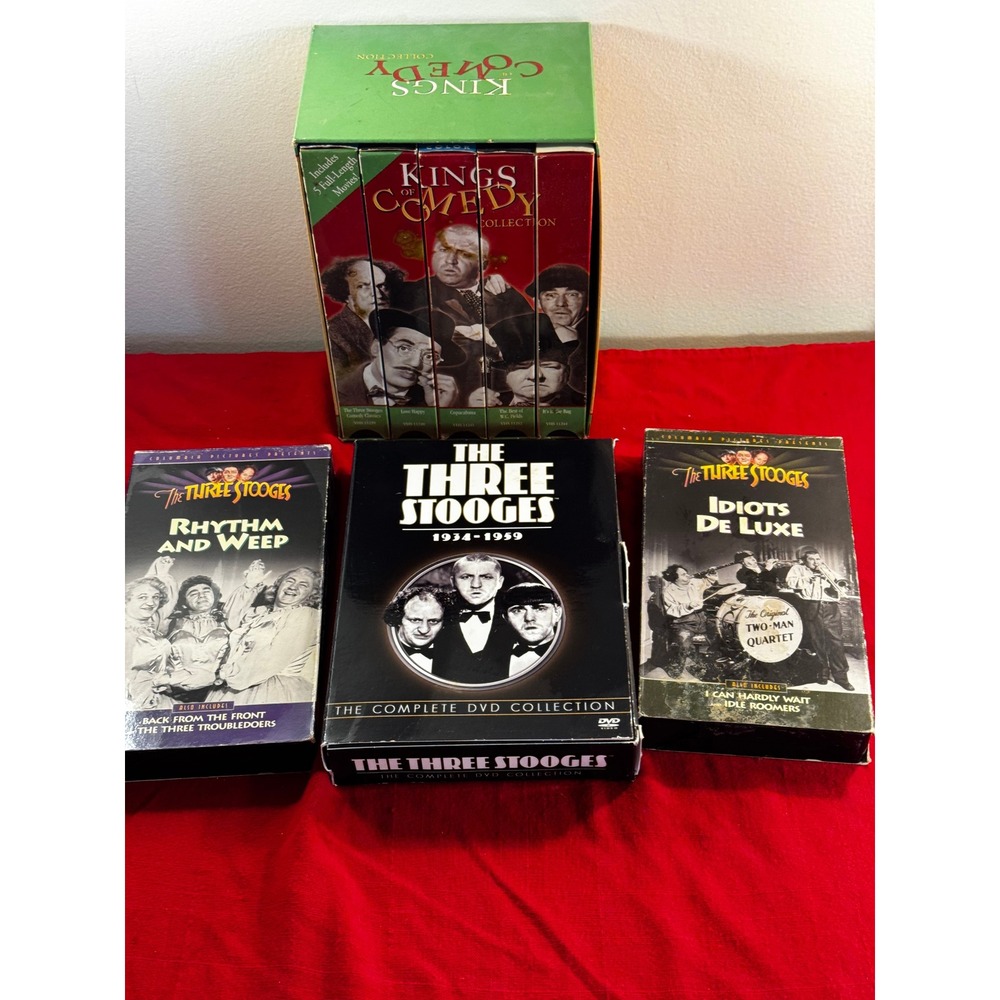 Three Stooges Complete DVD Collection Kings of Comedy VHS Box Set Bundle